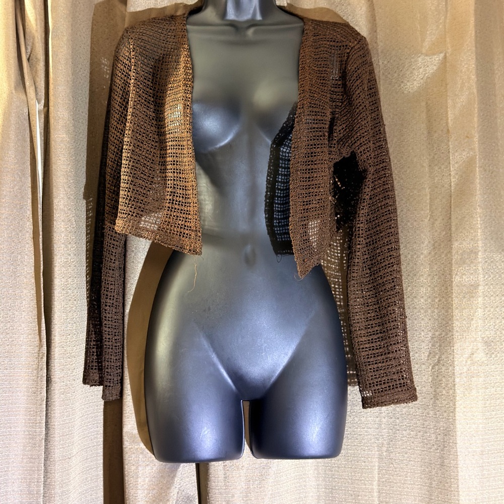 SHEIN Brown Open-Knit Cardigan